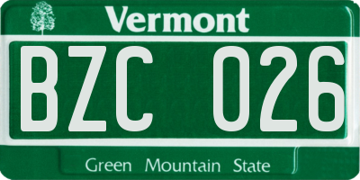 VT license plate BZC026