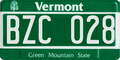 VT license plate BZC028