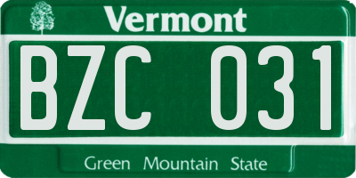VT license plate BZC031