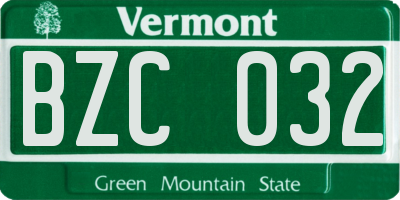 VT license plate BZC032