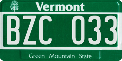 VT license plate BZC033