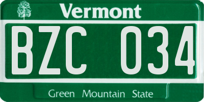 VT license plate BZC034