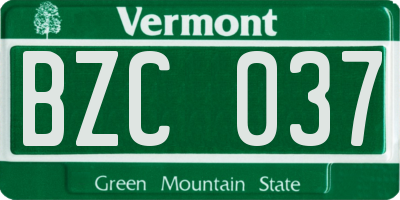 VT license plate BZC037
