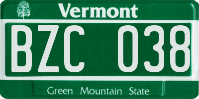 VT license plate BZC038