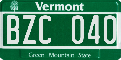 VT license plate BZC040