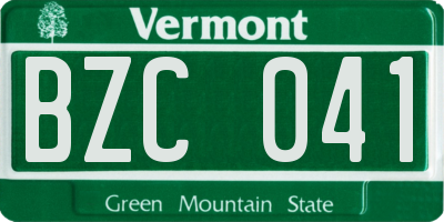 VT license plate BZC041