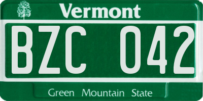 VT license plate BZC042