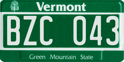 VT license plate BZC043
