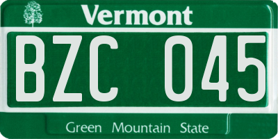 VT license plate BZC045