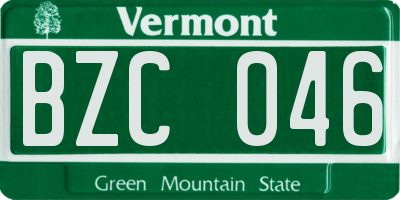 VT license plate BZC046