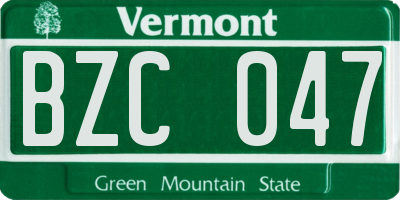 VT license plate BZC047
