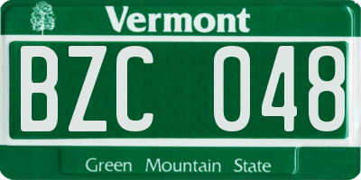 VT license plate BZC048