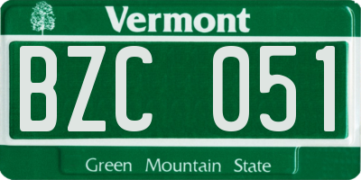 VT license plate BZC051