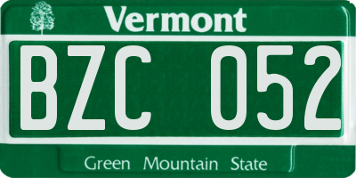 VT license plate BZC052
