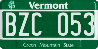 VT license plate BZC053