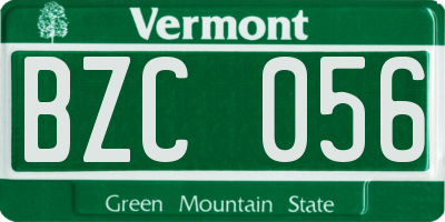 VT license plate BZC056