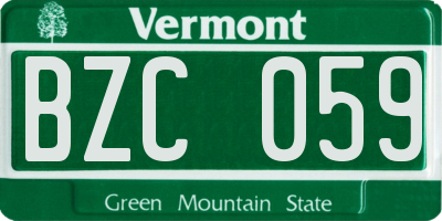 VT license plate BZC059