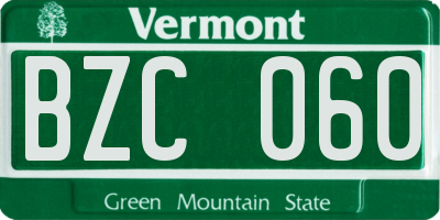 VT license plate BZC060