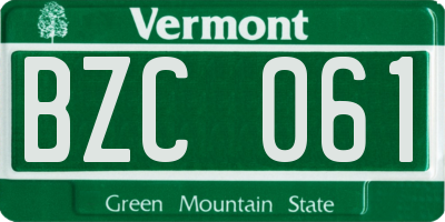 VT license plate BZC061