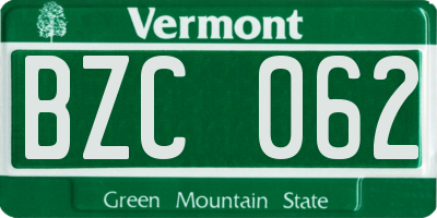 VT license plate BZC062