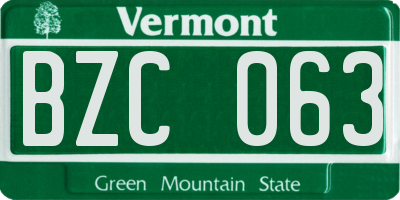 VT license plate BZC063
