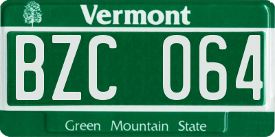 VT license plate BZC064