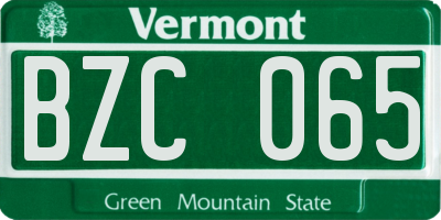 VT license plate BZC065