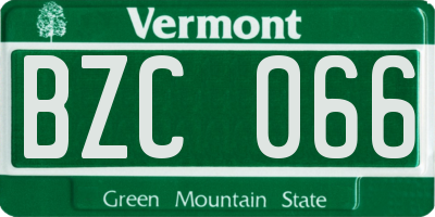 VT license plate BZC066