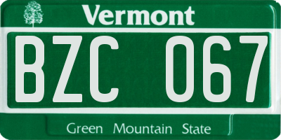 VT license plate BZC067