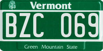 VT license plate BZC069