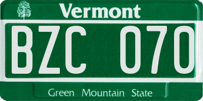 VT license plate BZC070