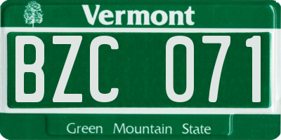 VT license plate BZC071