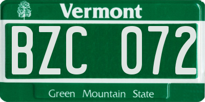 VT license plate BZC072