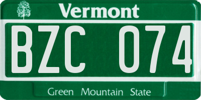 VT license plate BZC074