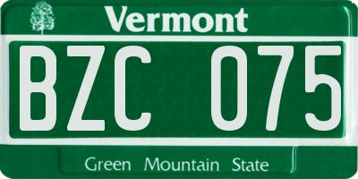 VT license plate BZC075