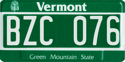 VT license plate BZC076