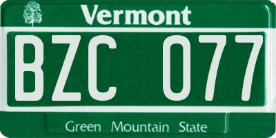 VT license plate BZC077