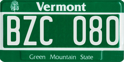 VT license plate BZC080