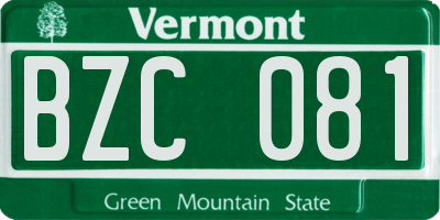 VT license plate BZC081