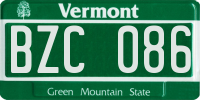 VT license plate BZC086