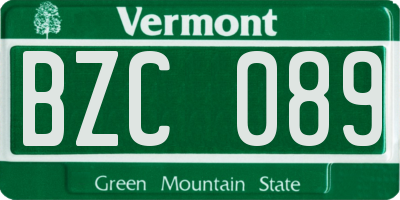 VT license plate BZC089