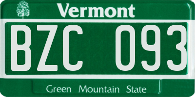 VT license plate BZC093