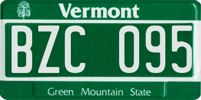 VT license plate BZC095