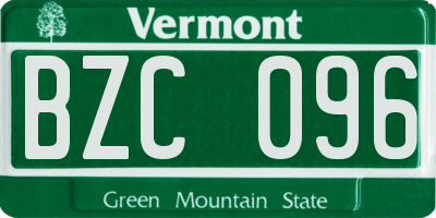 VT license plate BZC096