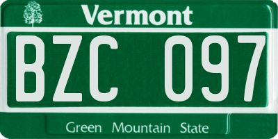 VT license plate BZC097