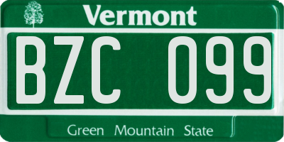 VT license plate BZC099