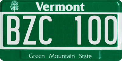 VT license plate BZC100