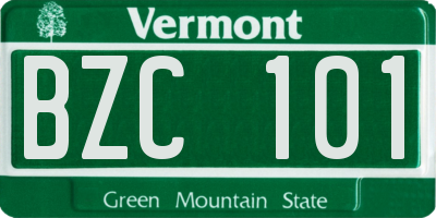 VT license plate BZC101