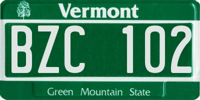 VT license plate BZC102