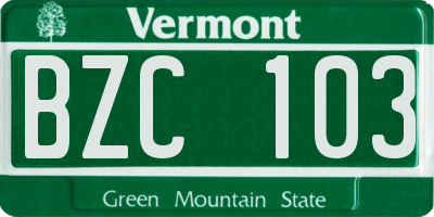 VT license plate BZC103